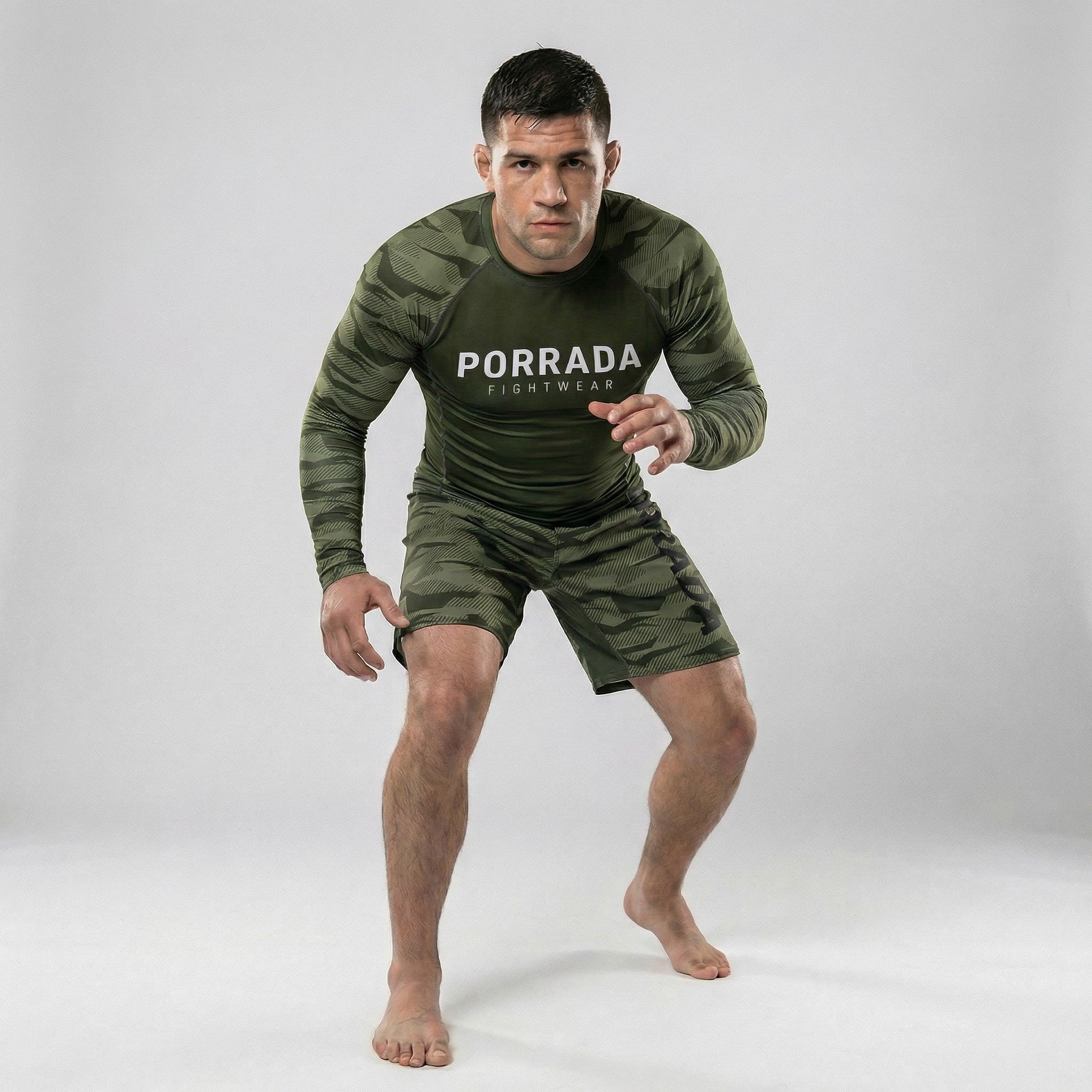 Green camo fight shorts for BJJ and MMA