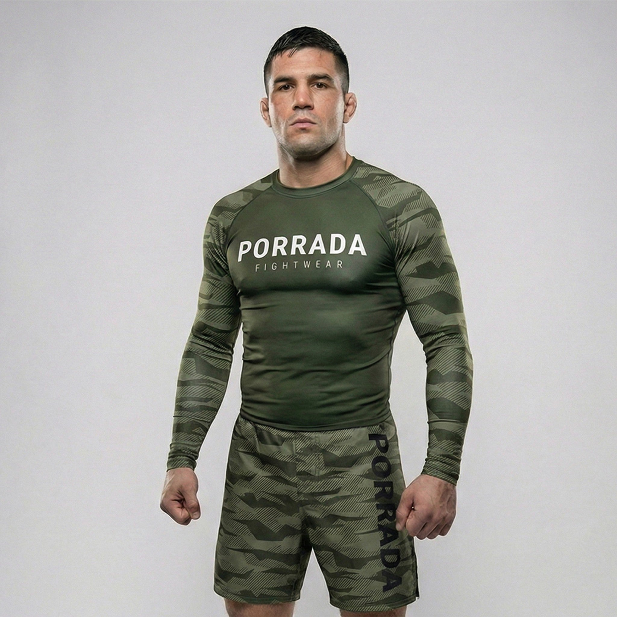 Green camo fight shorts for BJJ and MMA