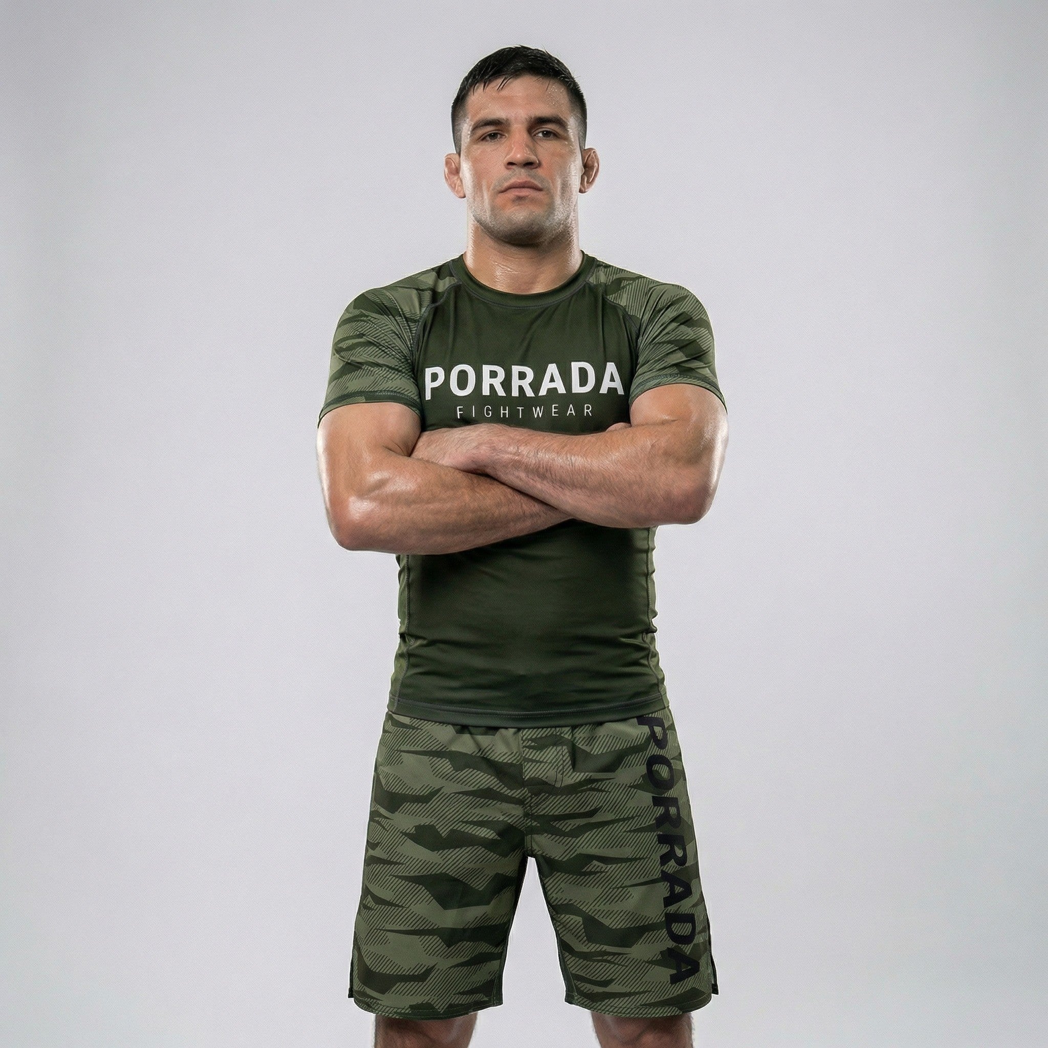 Green camo fight shorts for BJJ and MMA