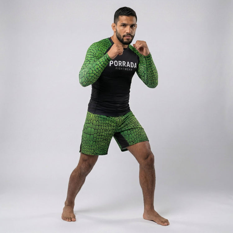 BJJ/MMA long sleeve rash guard with Croco sleeve design