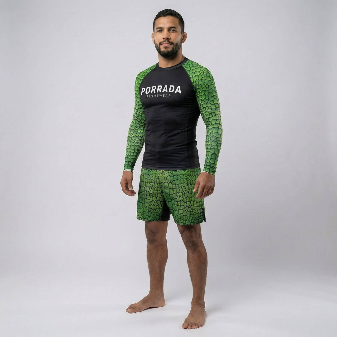 Competition-ready long sleeve rash guard with Croco design for BJJ and MMA training 