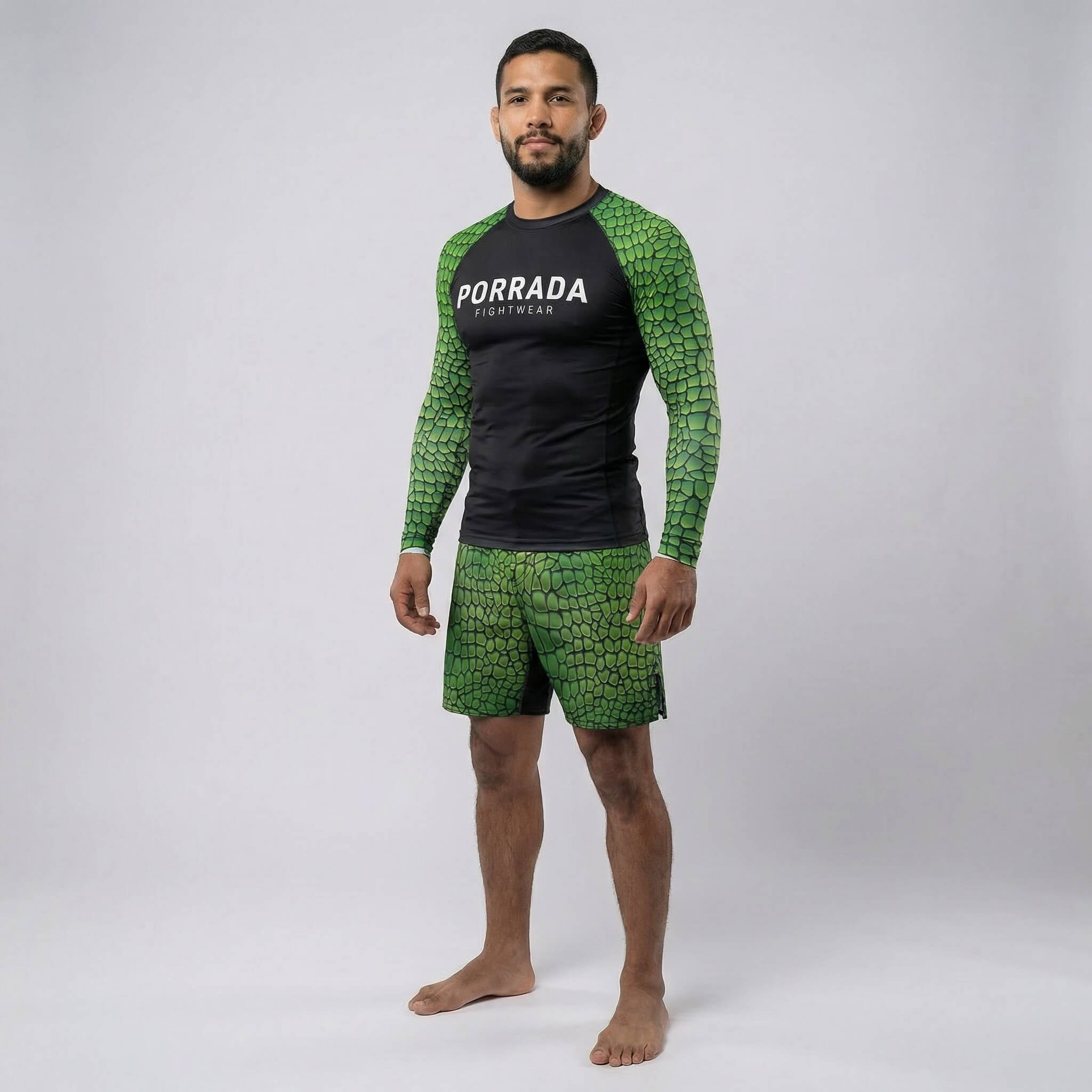 Competition-ready long sleeve rash guard with Croco design for BJJ and MMA training 
