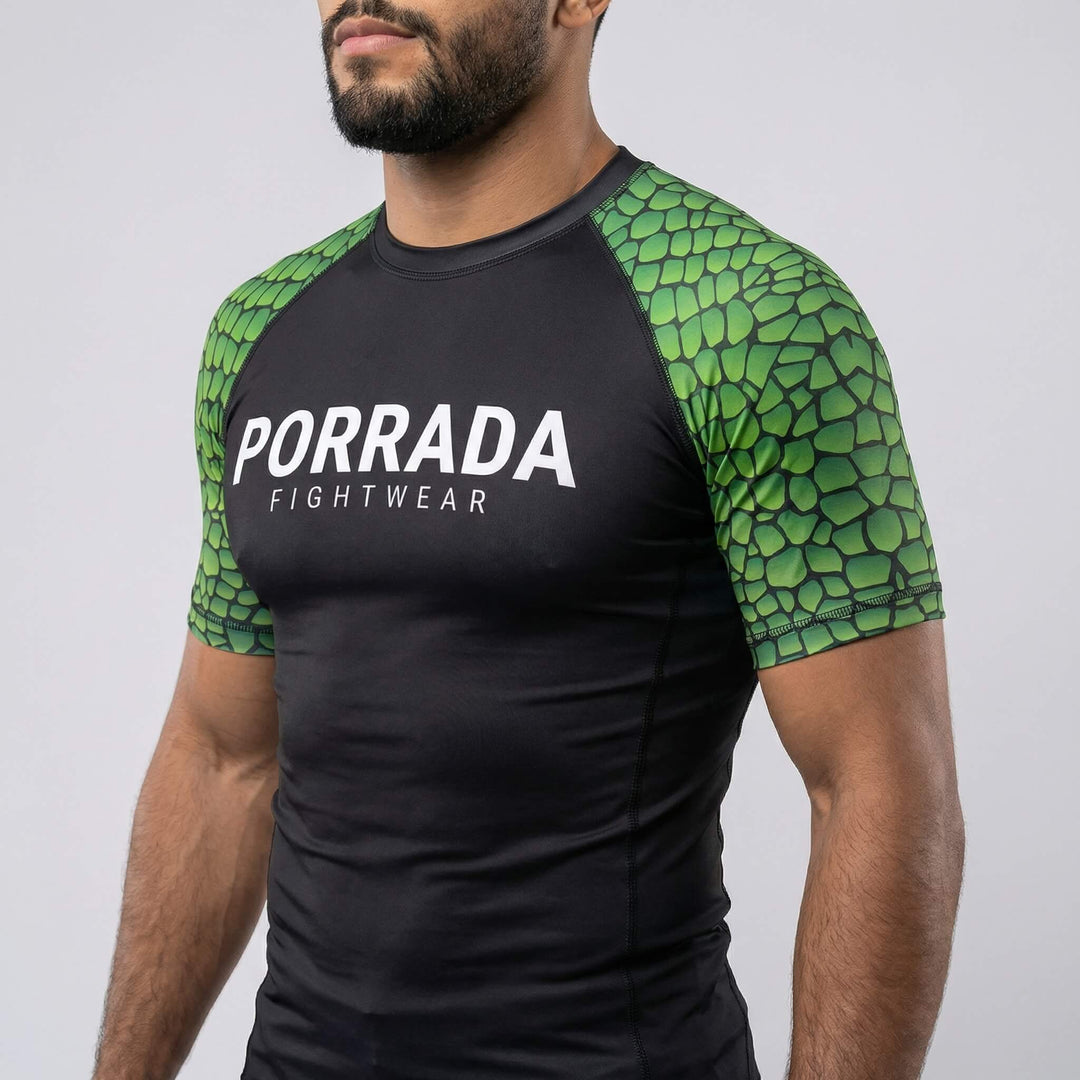 Short sleeve rash guard with Croco design for BJJ or MMA