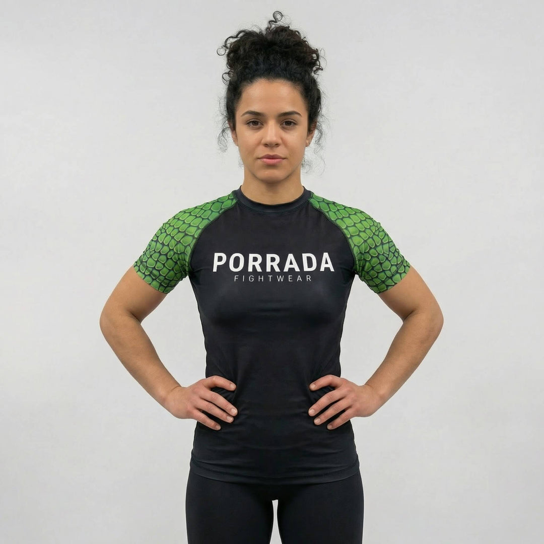 Competition-ready women’s Croco short sleeve rash guard