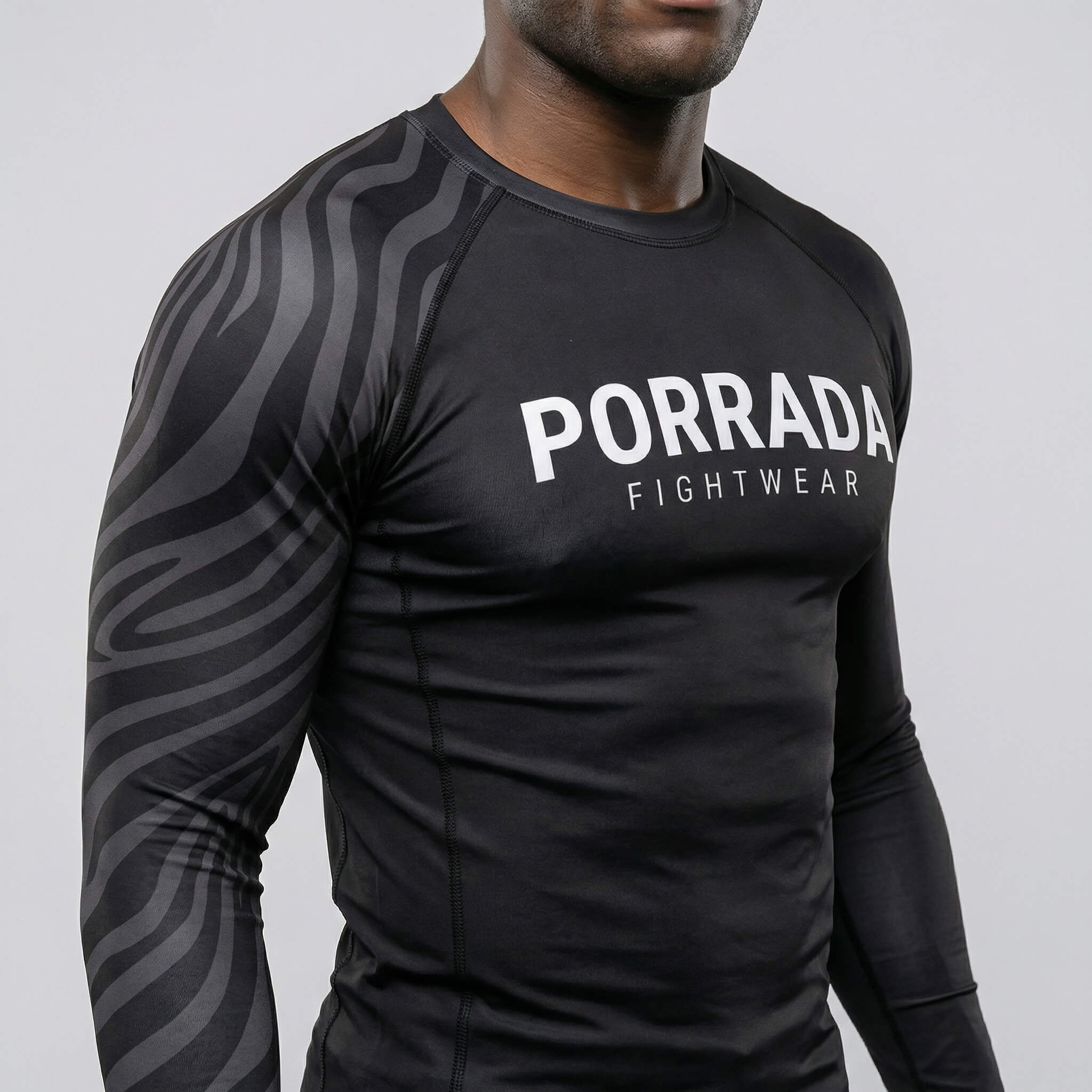IBJJF black ranked long sleeve rash guard for BJJ and MMA competition