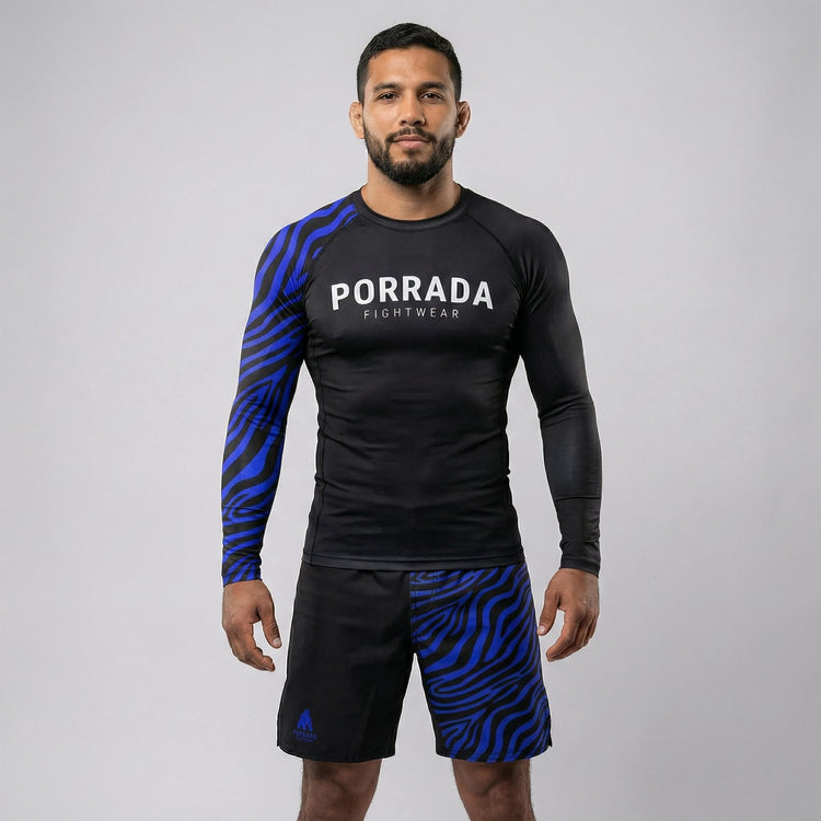 Men’s blue ranked IBJJF rash guard