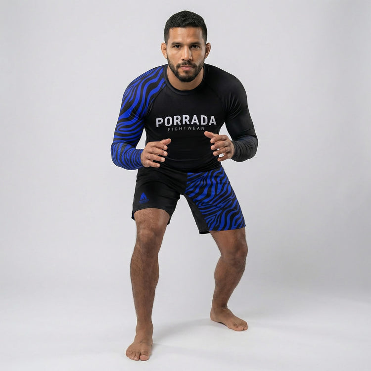 Porrada athletic blue IBJJF approved rash guard