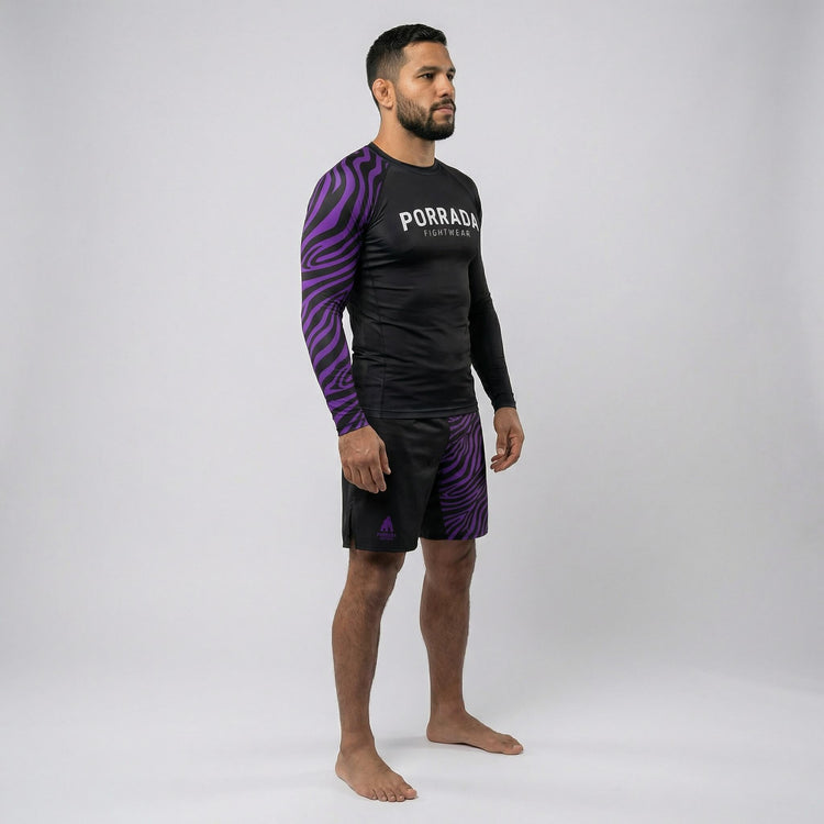IBJJF‑legal purple belt-ranked BJJ rash guard