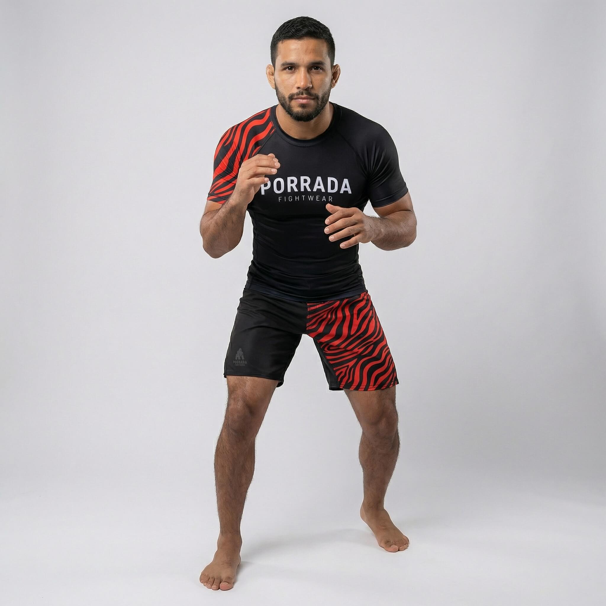 Men’s IBJJF Red Black ranked fight shorts for BJJ and MMA training