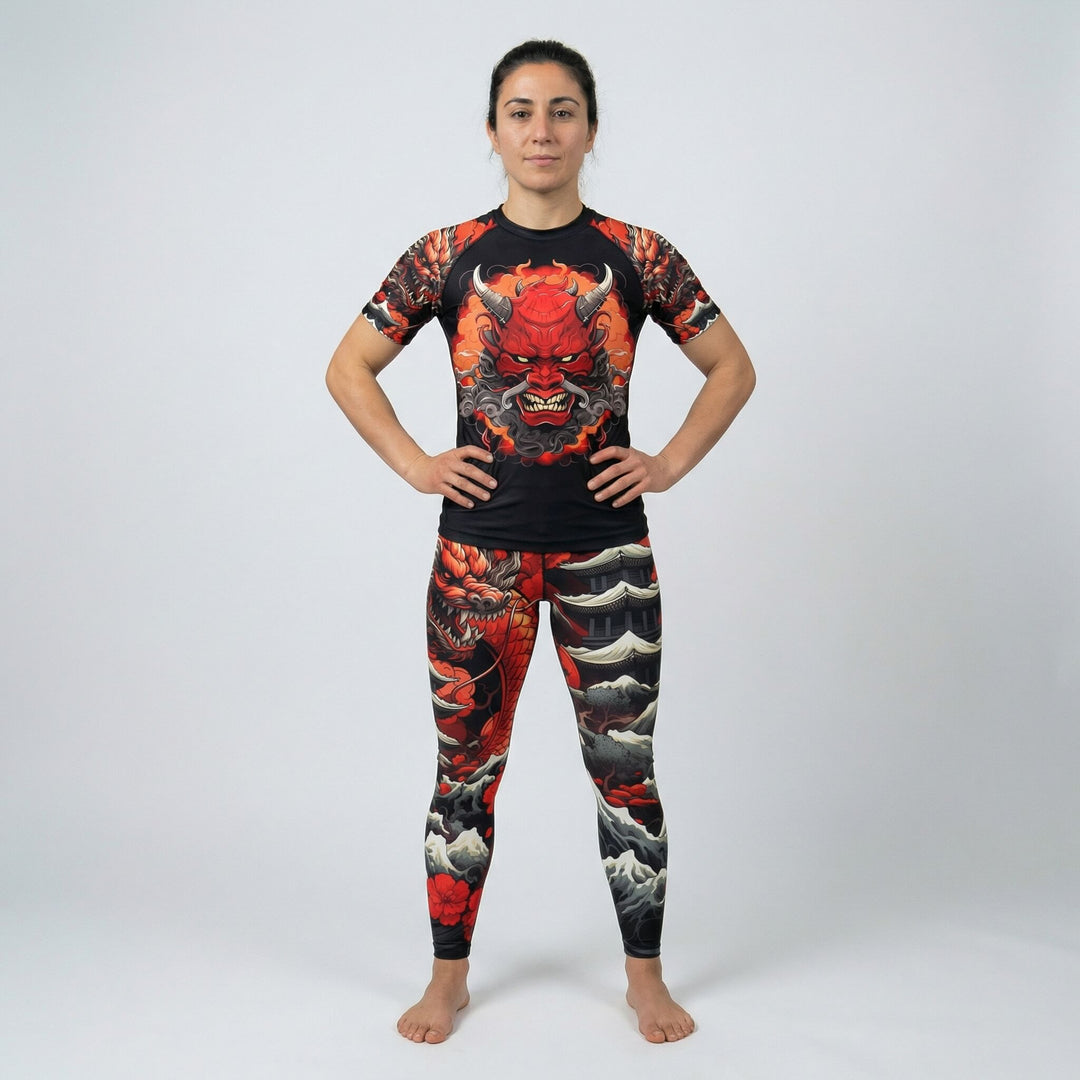 Women’s leggings with Kaido Dragon graphic design for BJJ and MMA