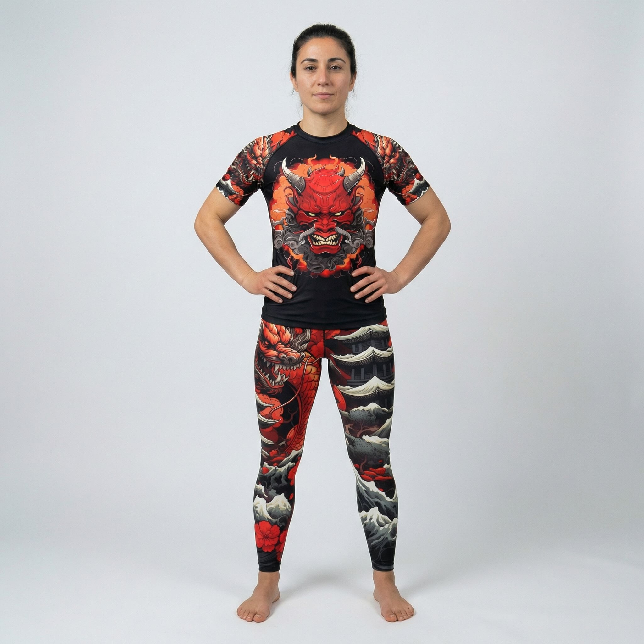 Women’s leggings with Kaido Dragon graphic design for BJJ and MMA