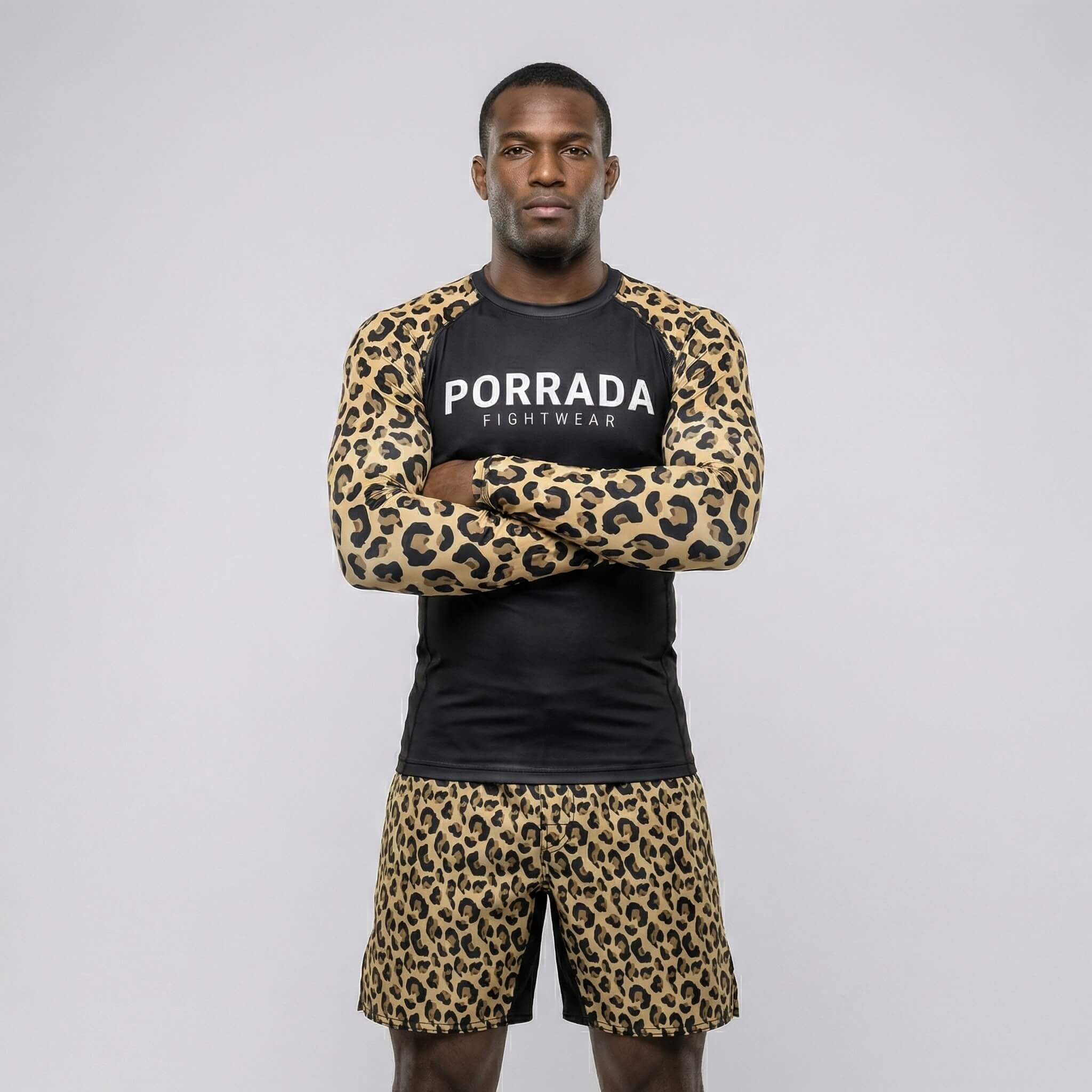 Leopard print fight shorts for BJJ or MMA