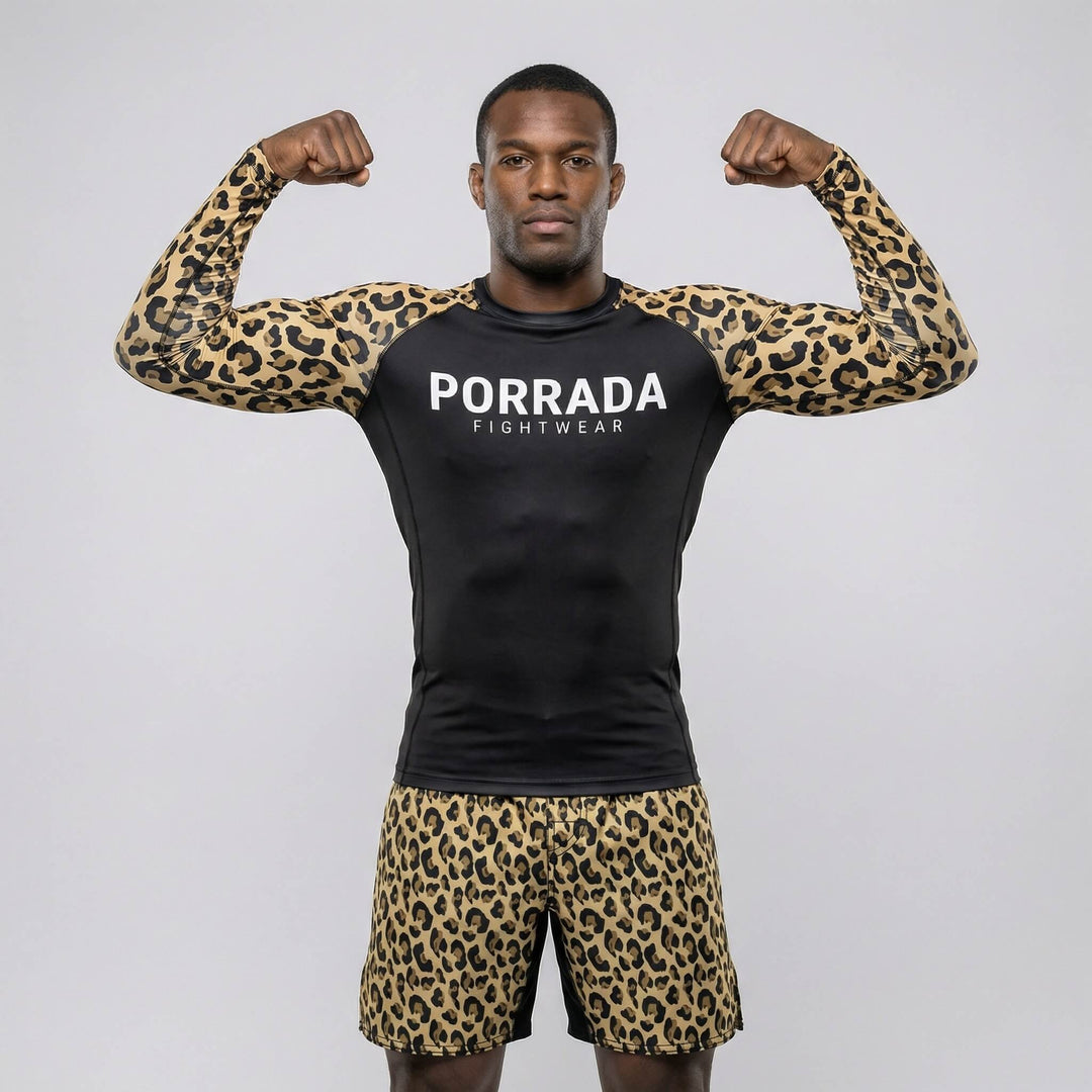 Men’s leopard print rash guard for training or competition 