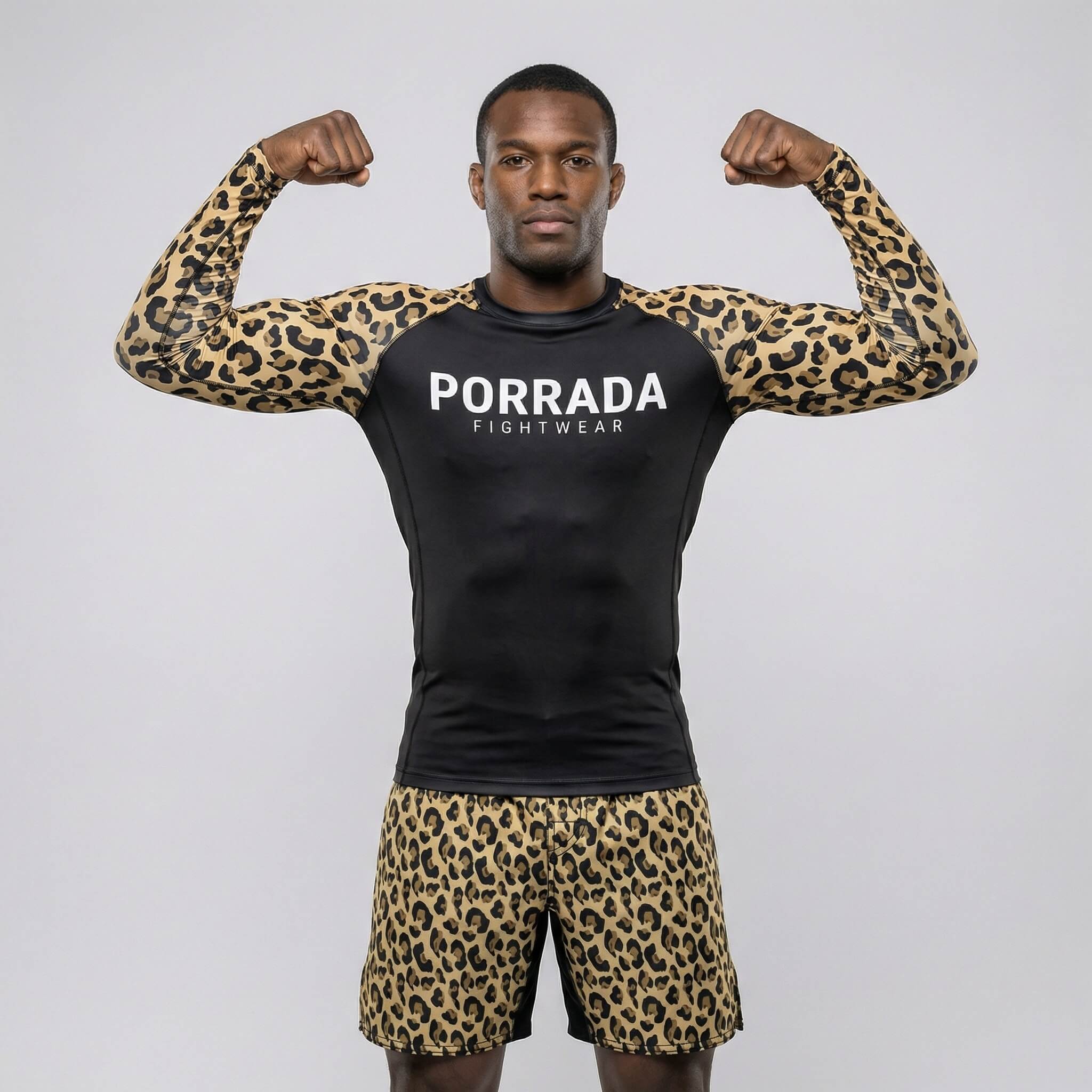 Men’s leopard print rash guard for training or competition 