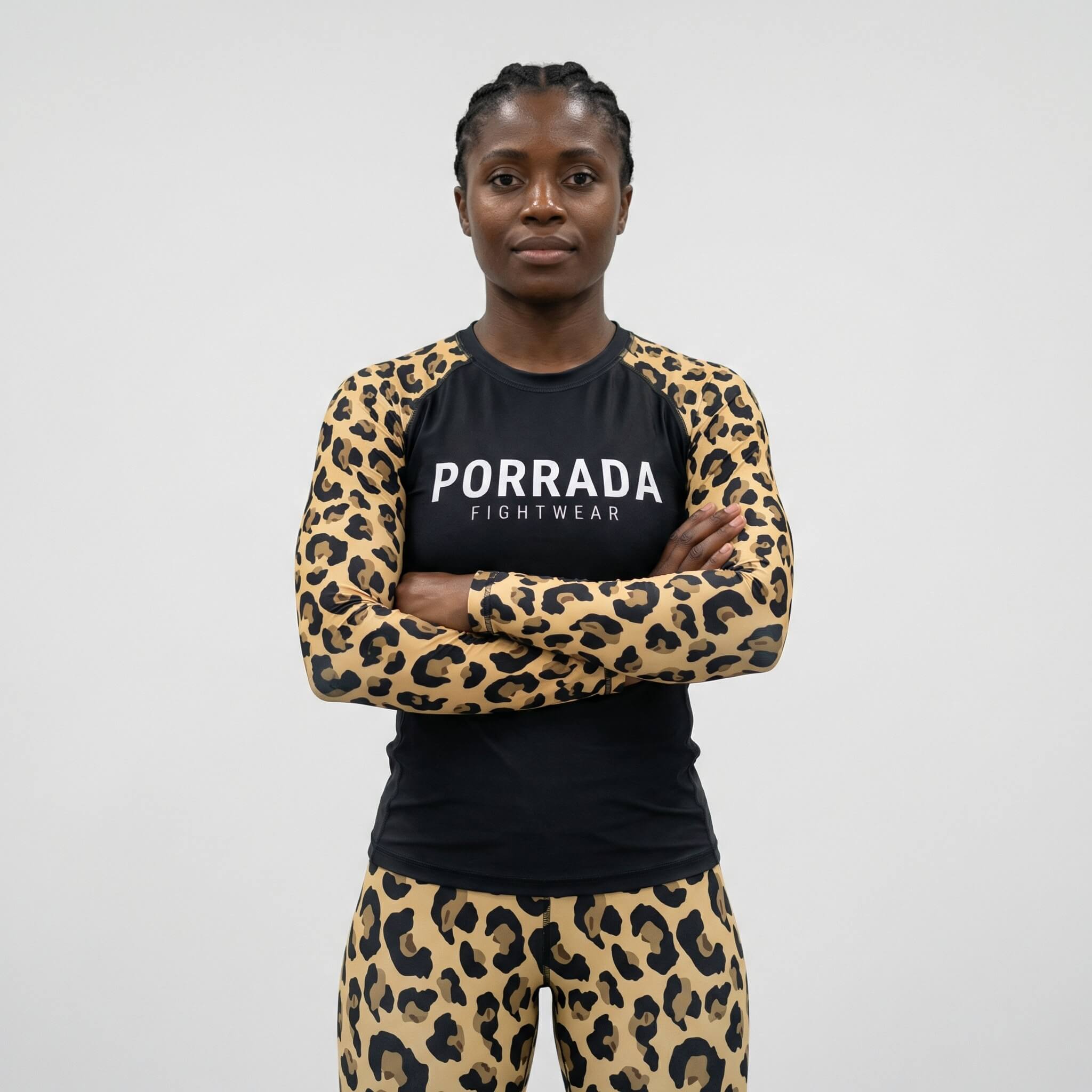 Leopard print women’s long sleeve BJJ/MMA rash guard