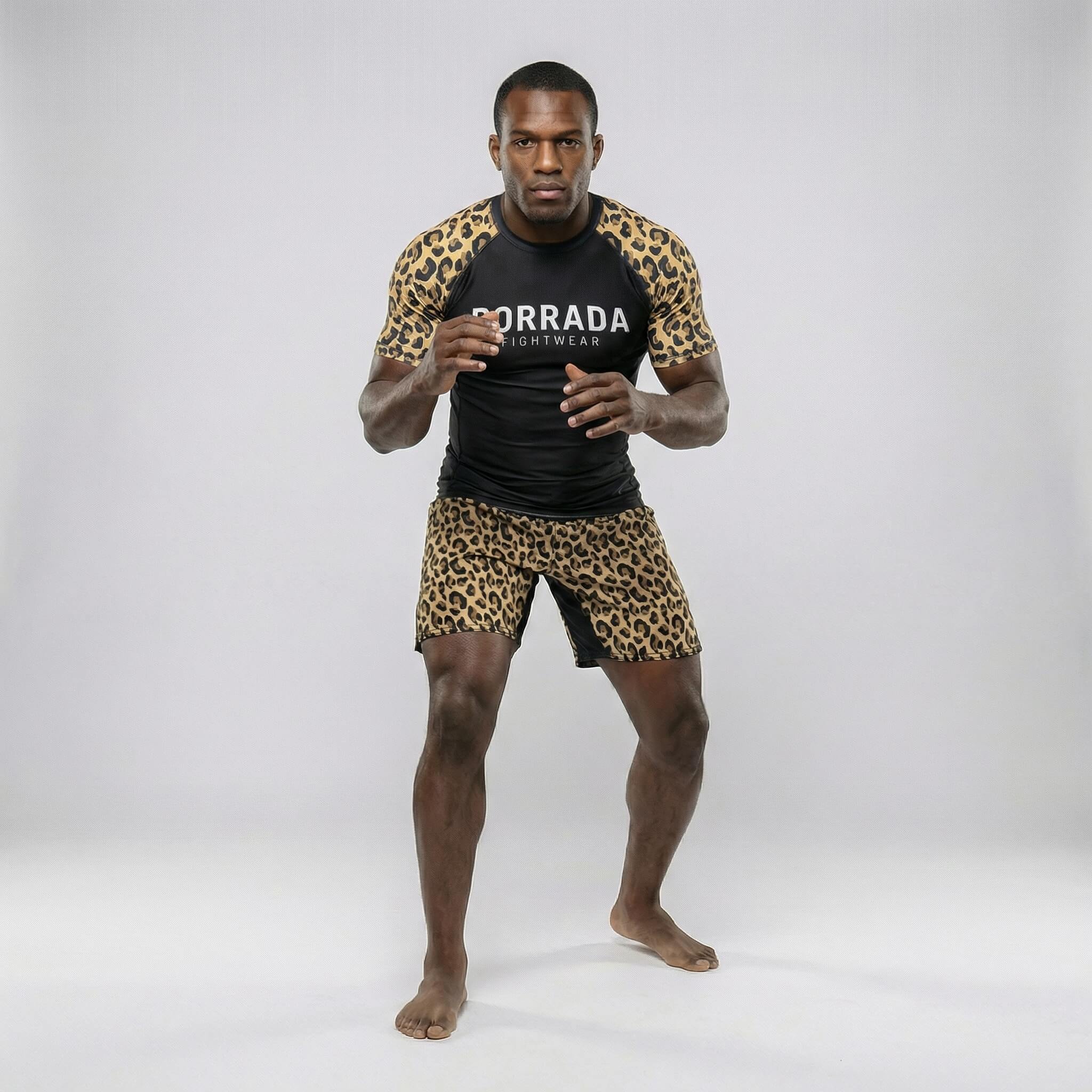 Performance leopard short sleeve rash guard for BJJ and MMA