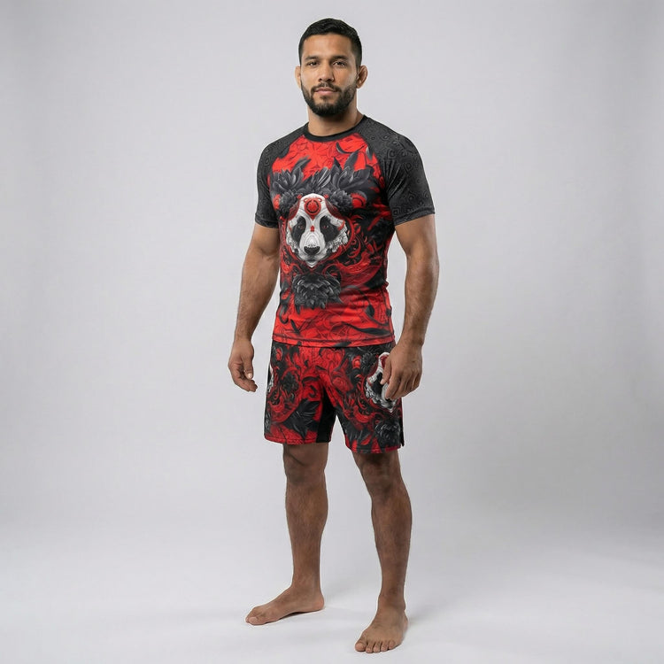 Men’s Lotus Panda short sleeve performance rash guard for BJJ and MMA