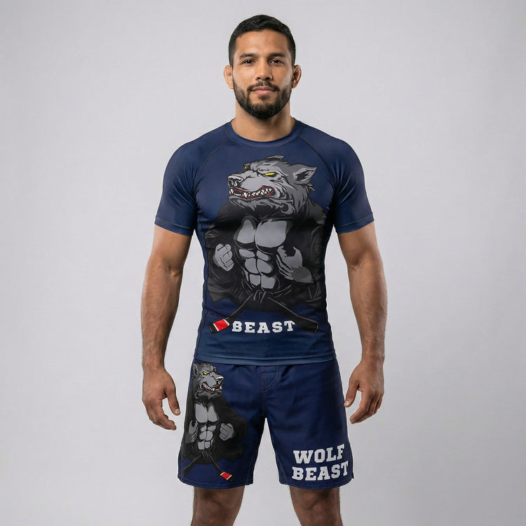 Wolf Beast short-sleeve rash guard designed for training and competition