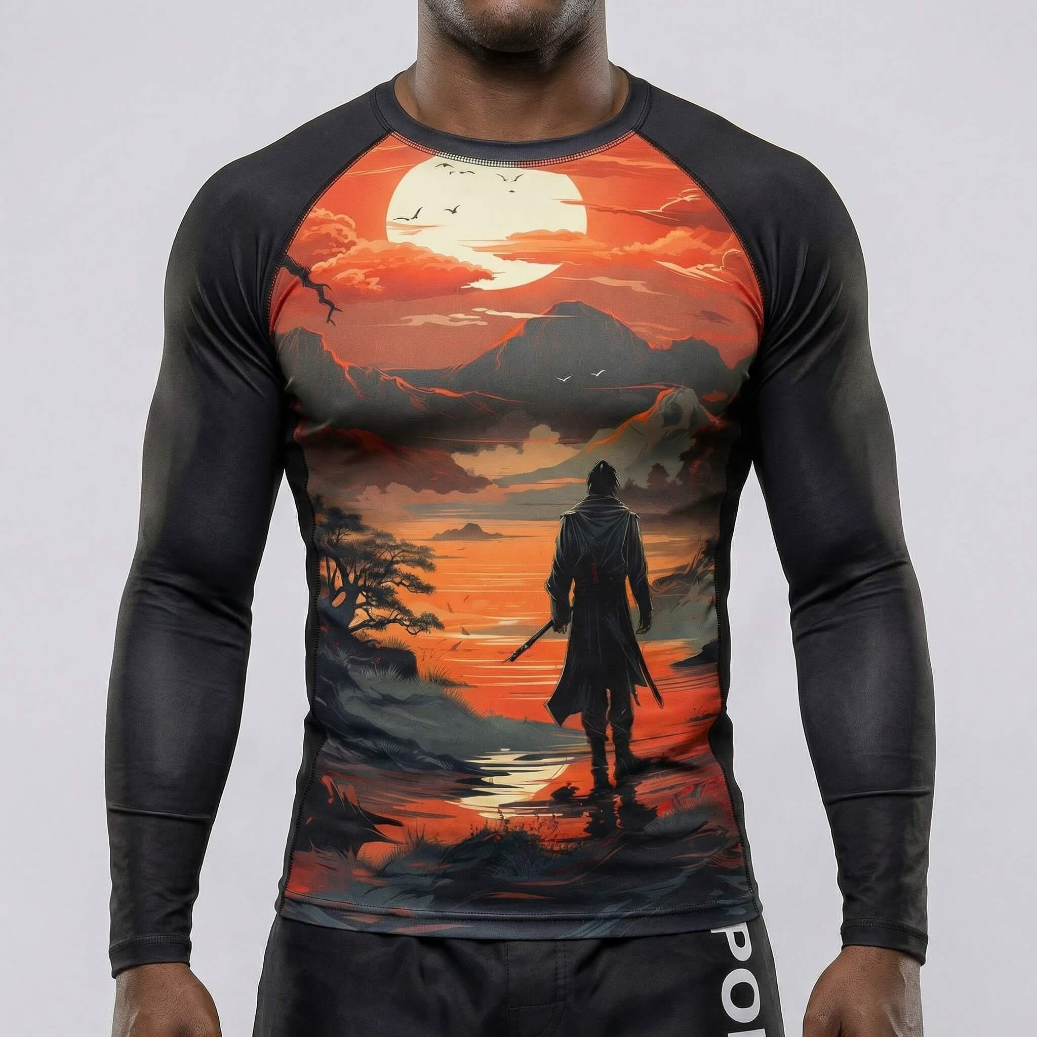 The Lost Warrior long sleeve rash guard for BJJ and MMA