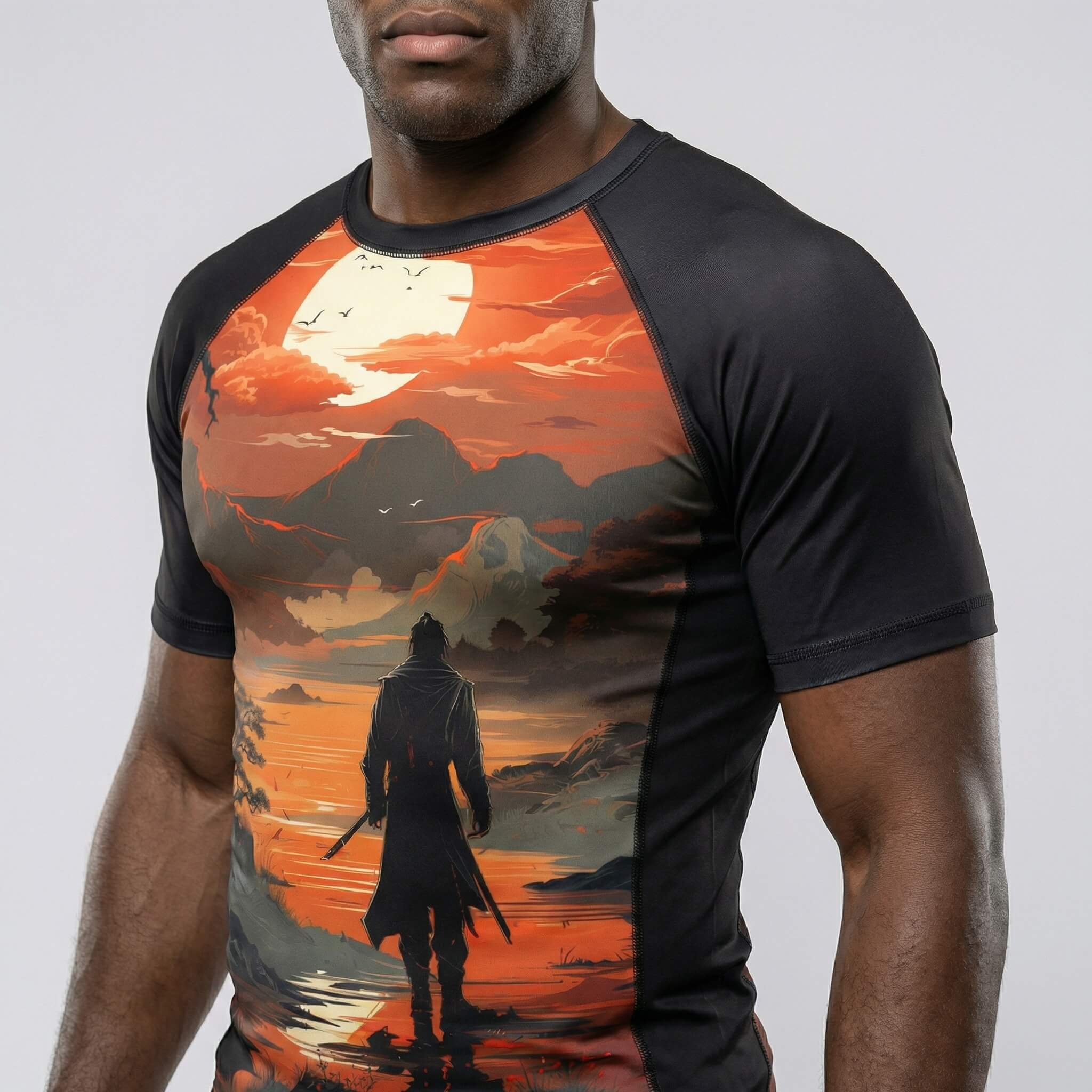 The Lost Warrior short-sleeve rash guard designed for BJJ and MMA athletes