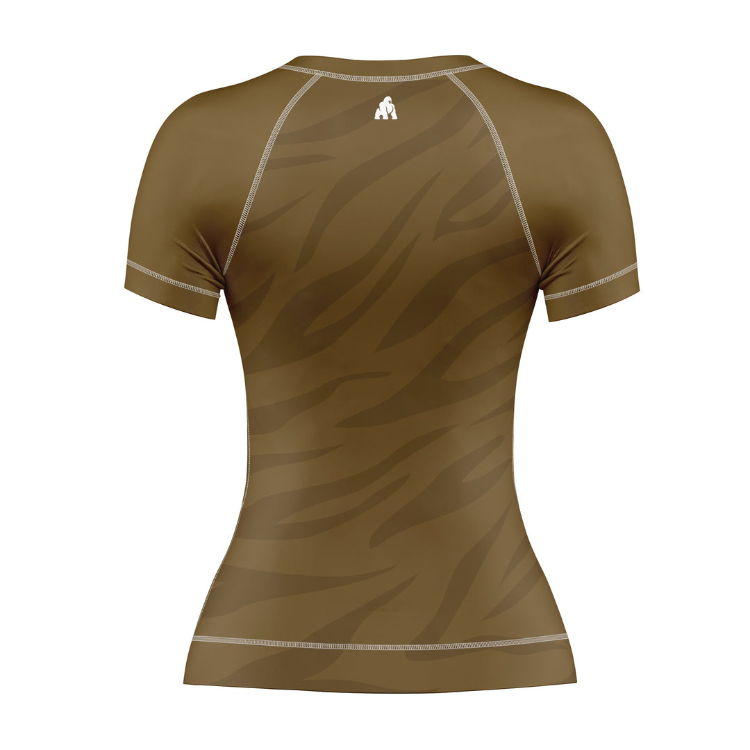BROWN BELT COMPETITION RANKED WOMEN SHORT SLEEVE RASH GUARD