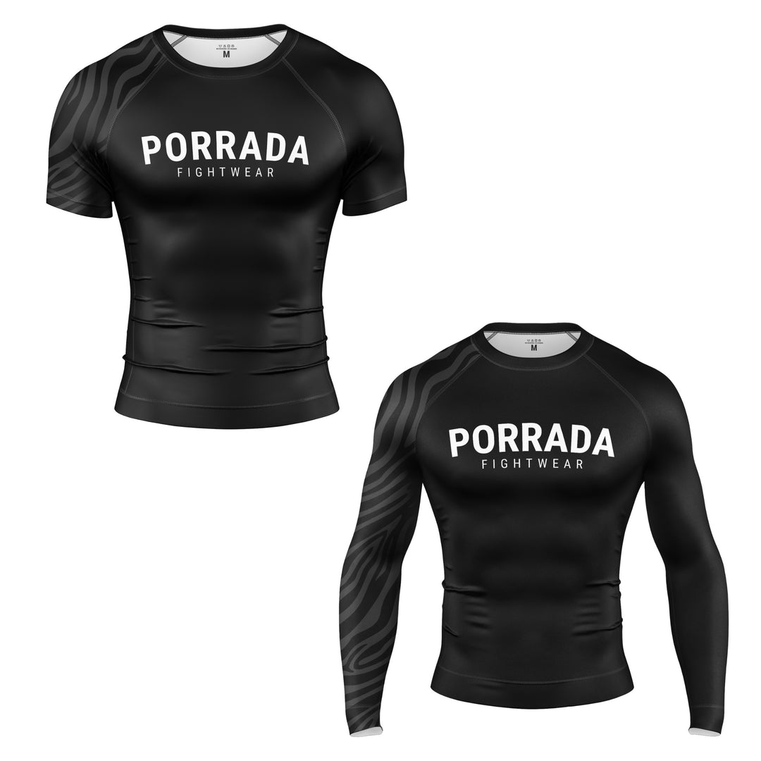 IBJJF BLACK RANKED SHORT SLEEVE RASH GUARD