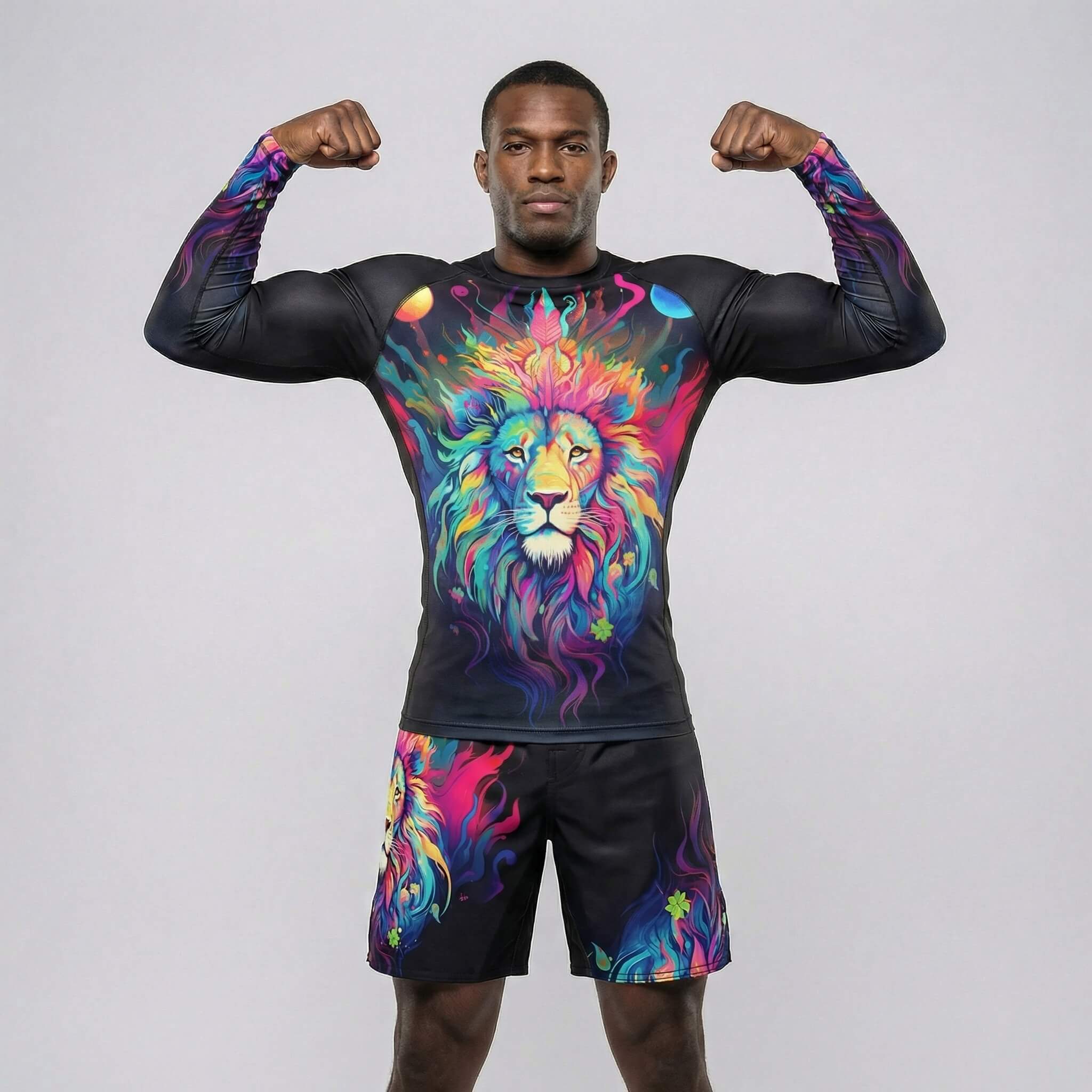 Competition-ready Mystical Lion fight shorts