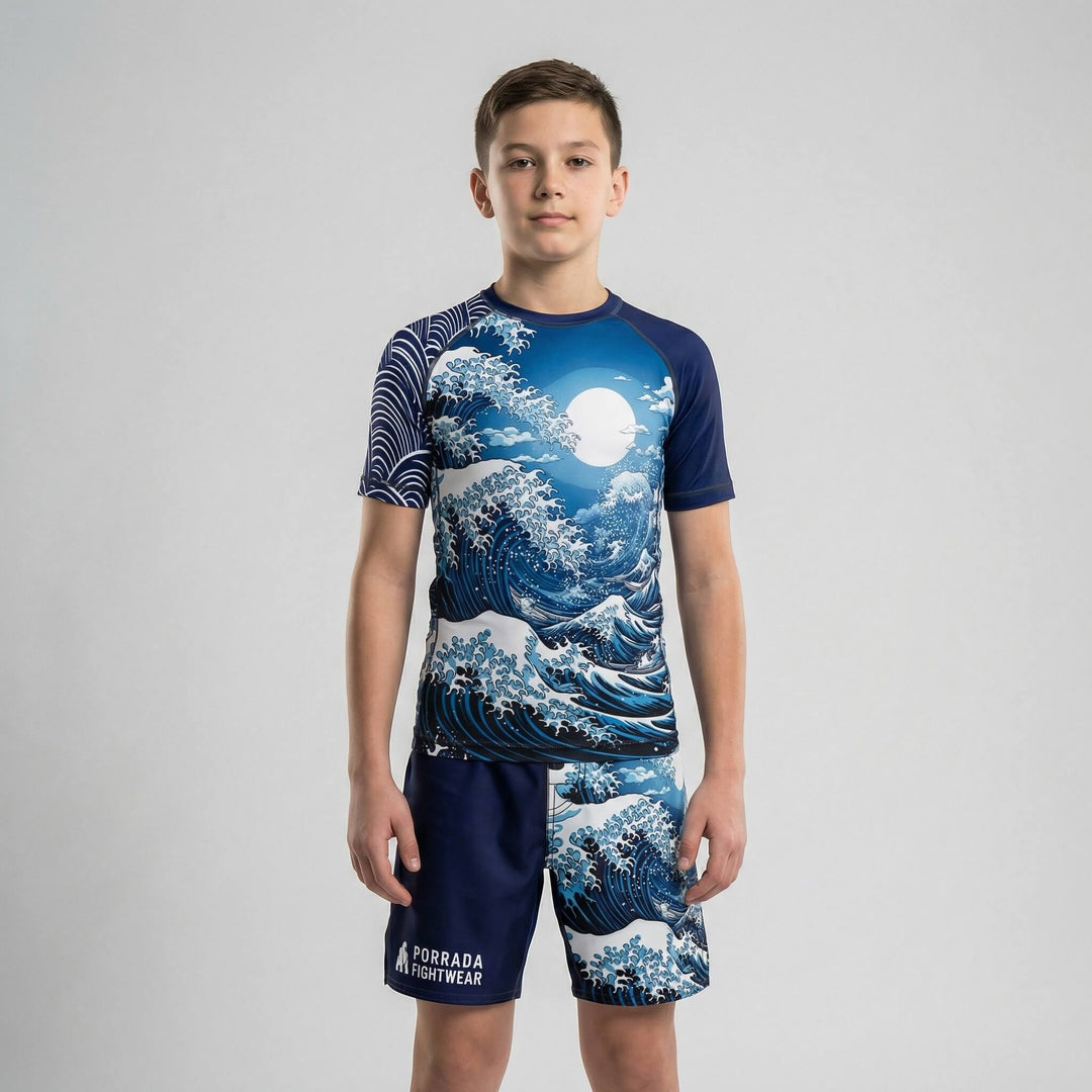 Kids' Great Wave Mizu BJJ and MMA fight shorts