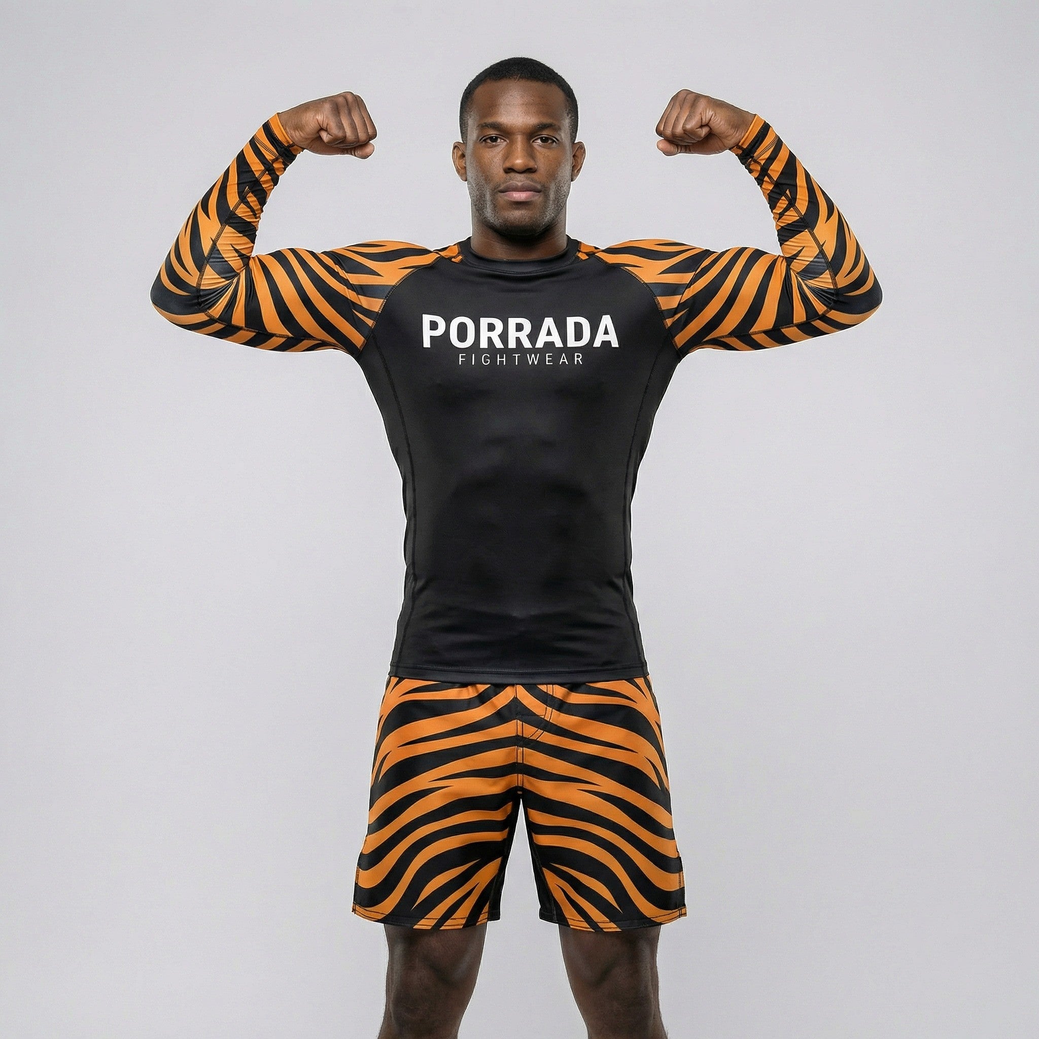 Athletic tiger fight shorts for BJJ and MMA training