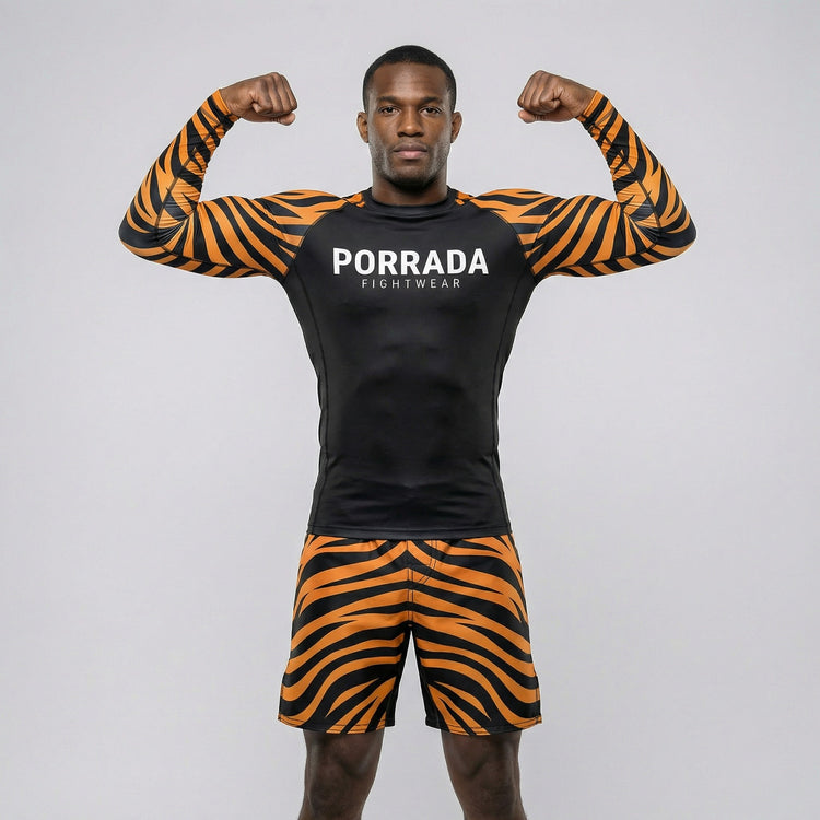 Athletic tiger fight shorts for BJJ and MMA training