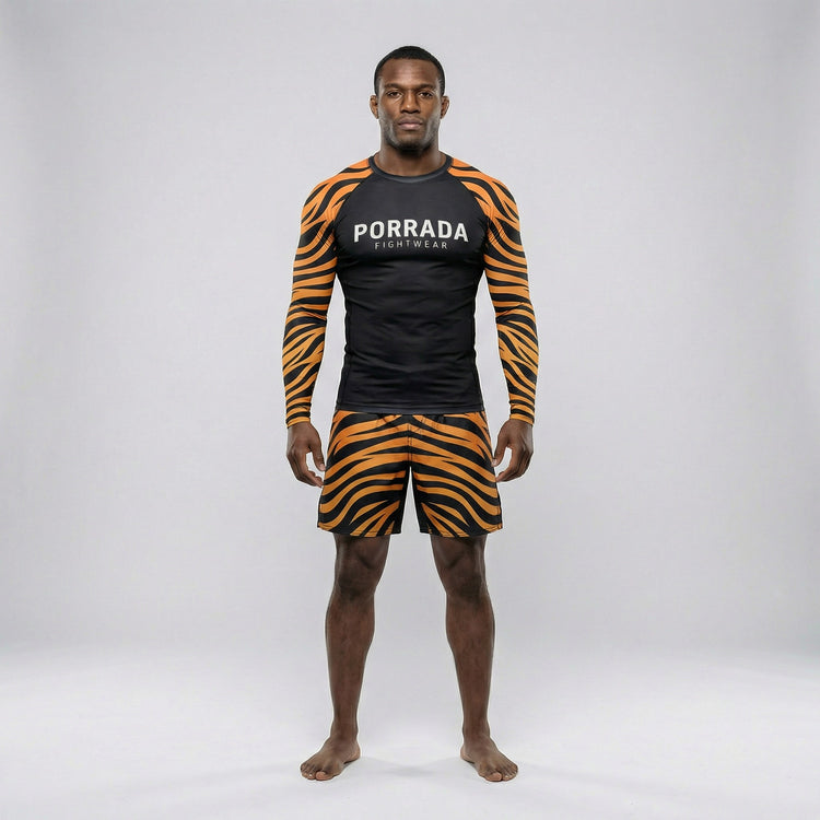 Tiger print fight shorts for BJJ and MMA
