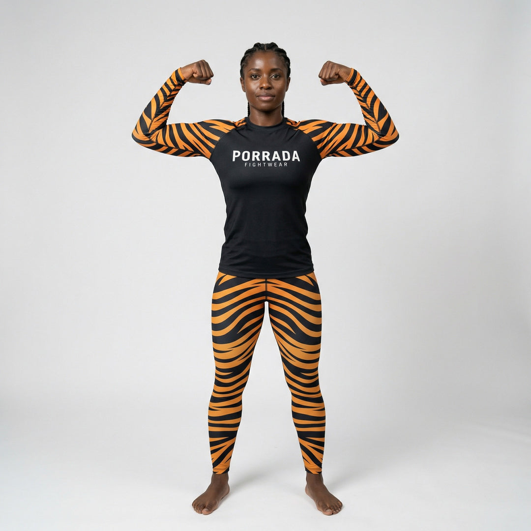 Women’s rash guard long sleeve with Tiger design for martial arts
