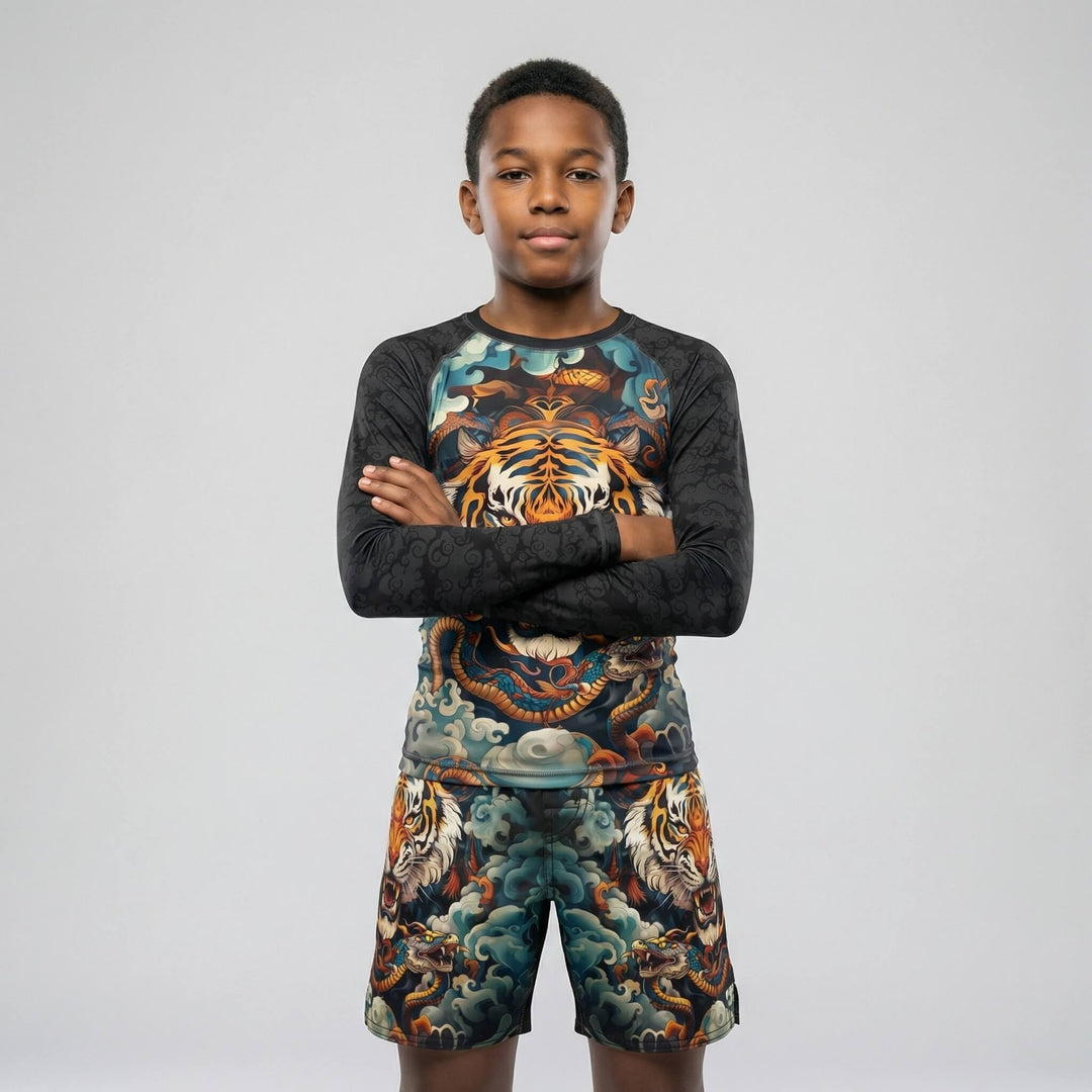Kids' Tiger Spirit BJJ and MMA long sleeve rash guard