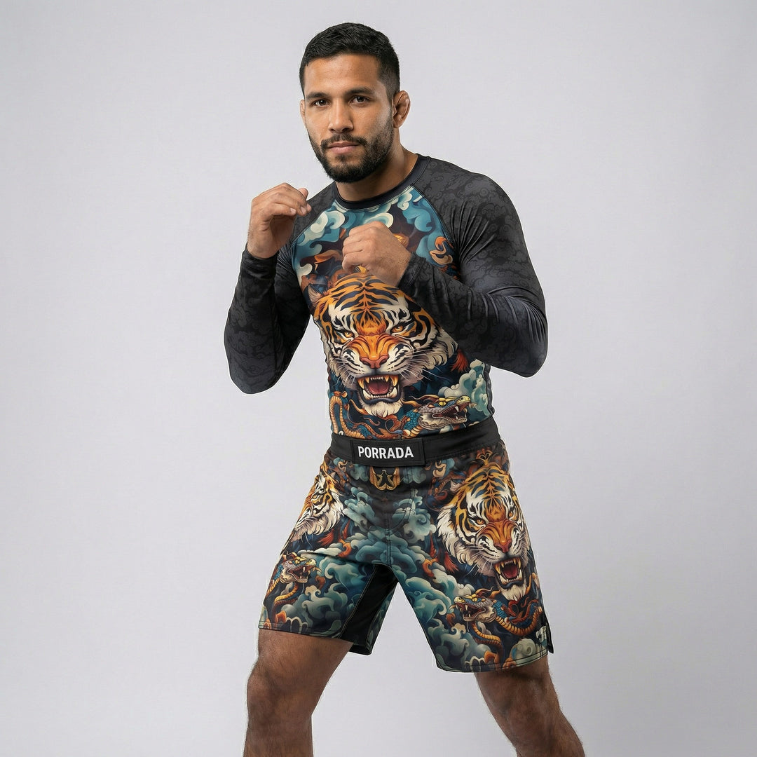 Tiger Spirit long-sleeve rash guard for men’s MMA and BJ